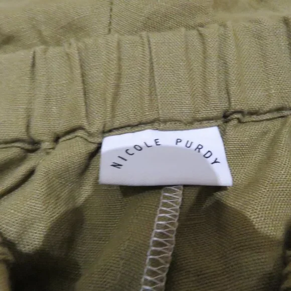 NICOLE PURDY The Classic Short in Khaki Brown Linen Boho Minimalist - Size XS